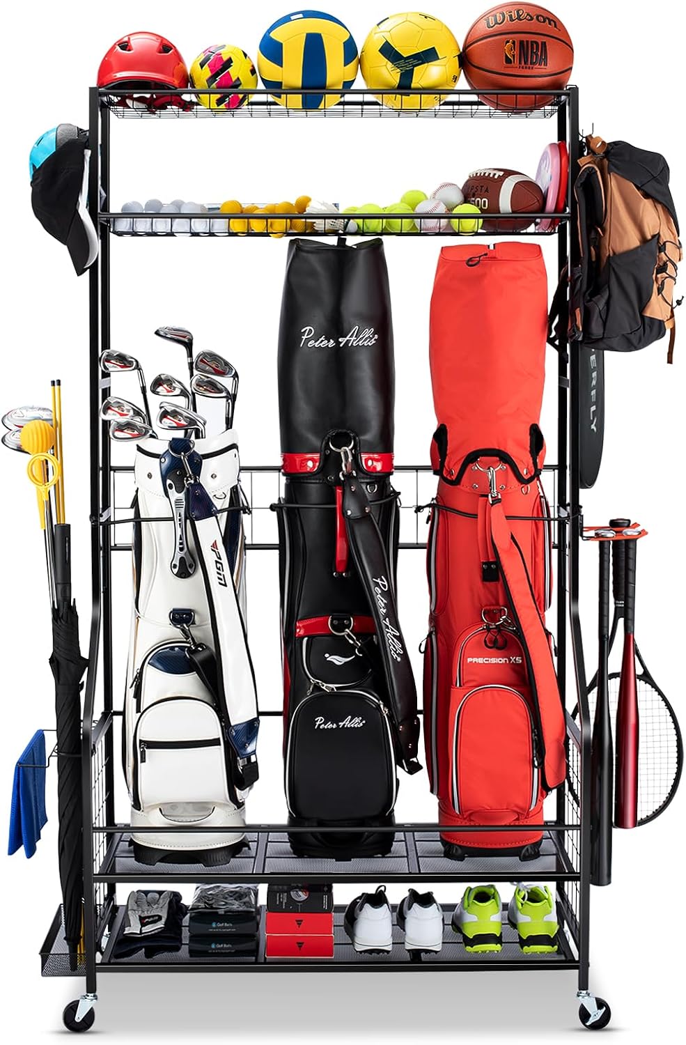 Golf Equipment Garage Organizer - Стойка-органайзер для хранения гольф-сумок, сверхпрочная, для