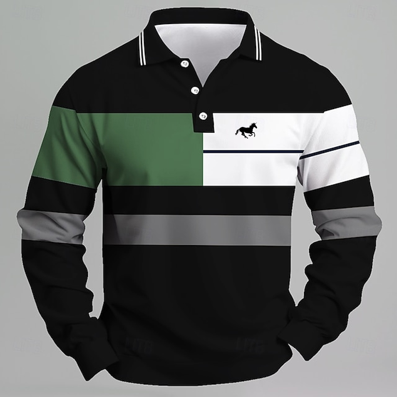 Golf Equipment For Sale - Мужская полосатая рубашка-поло с логотипом единорога