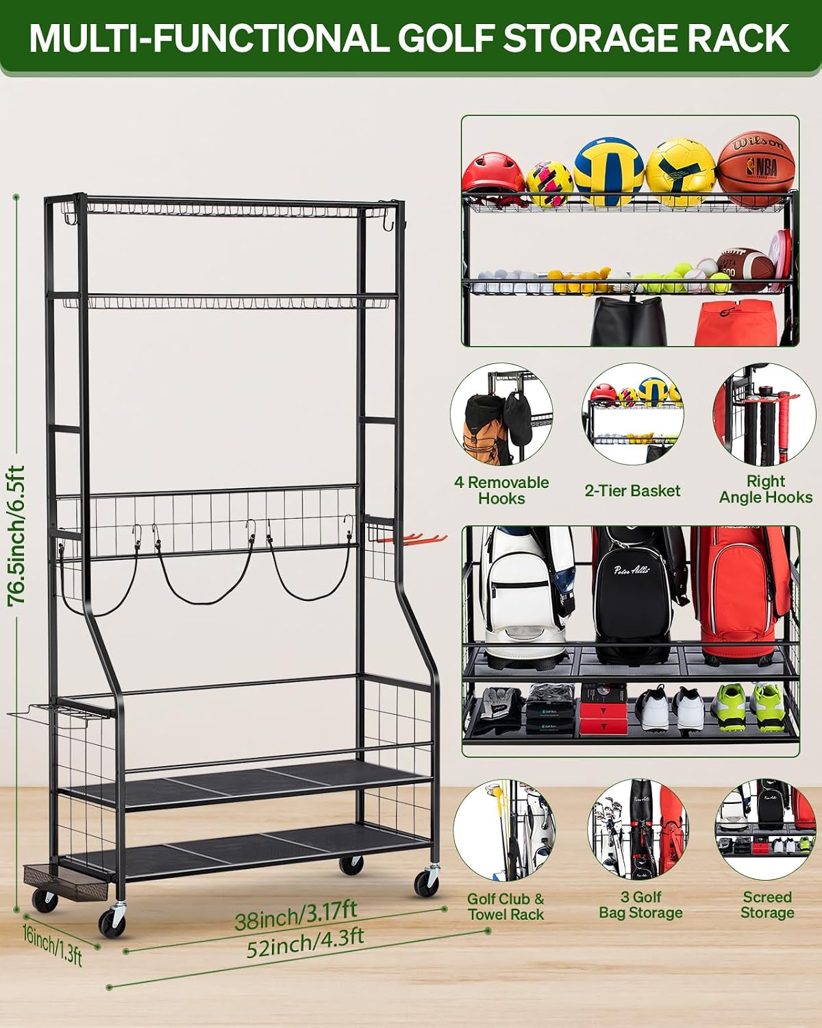 Стойка-органайзер для хранения – обзор и цена Golf Equipment Garage Organizer